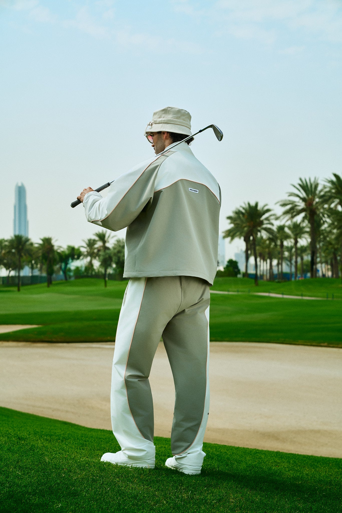 Bottega Track Pant in sage and white by Creo Studios
