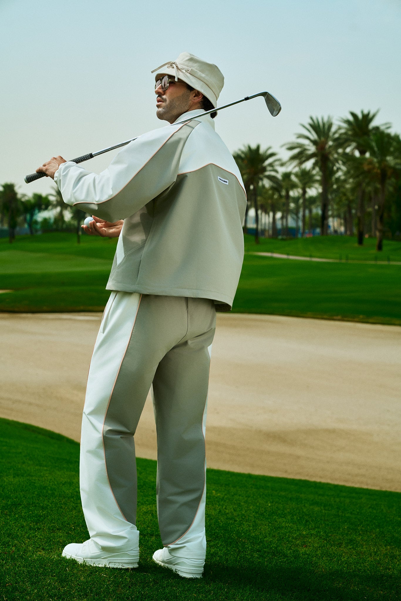 Bottega Track Pant in sage and white by Creo Studios