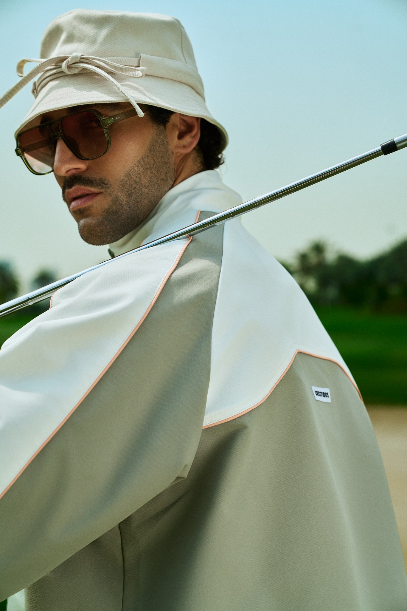 Bottega Track Top in sage and white by Creo Studios