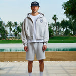 St. Tropez Hotel Zip-Through Hoodie in grey marl by Creo Studios
