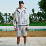 St. Tropez Hotel Zip-Through Hoodie in grey marl by Creo Studios