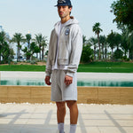 St. Tropez Hotel Zip-Through Hoodie in grey marl by Creo Studios
