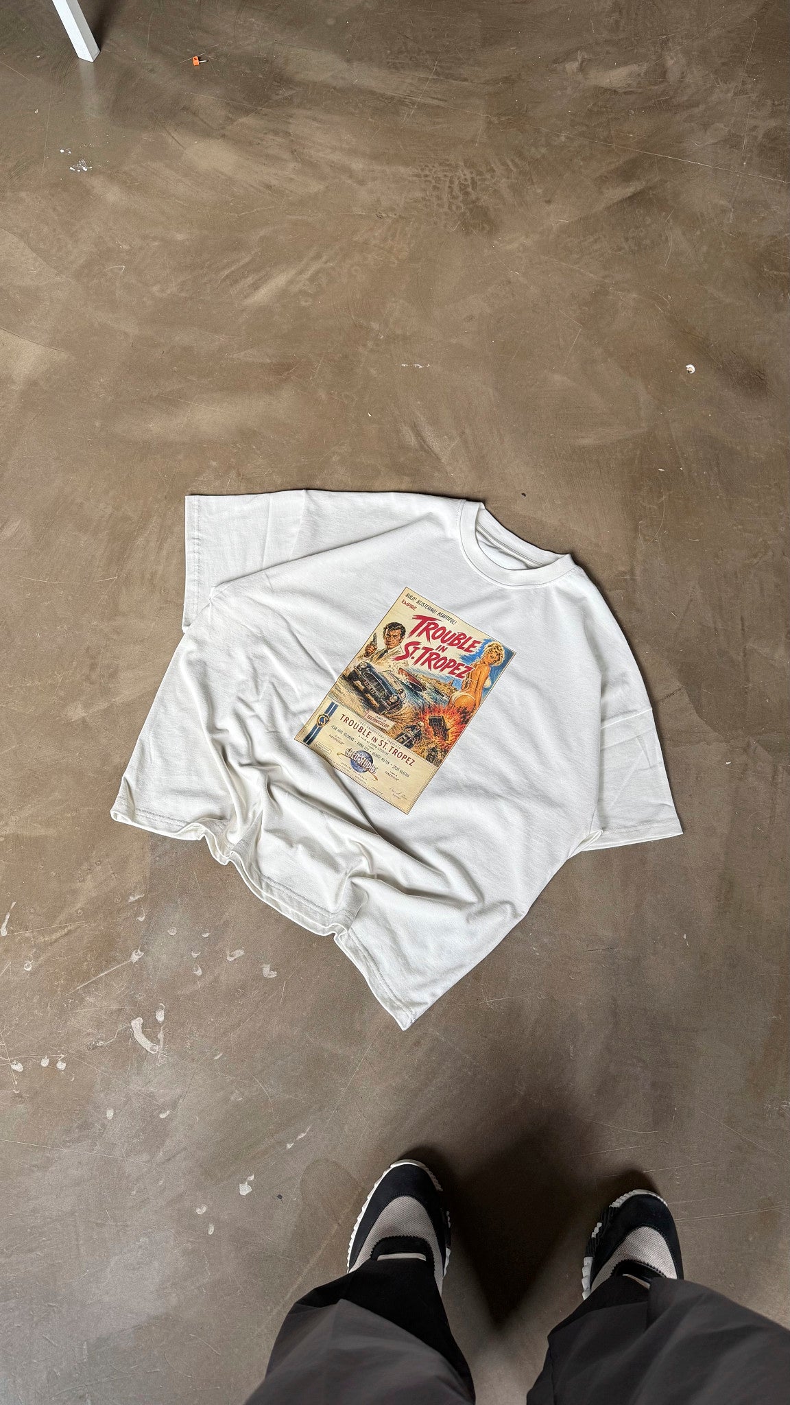Poster Tee unisex cotton t-shirt in off-white by Creo Studios