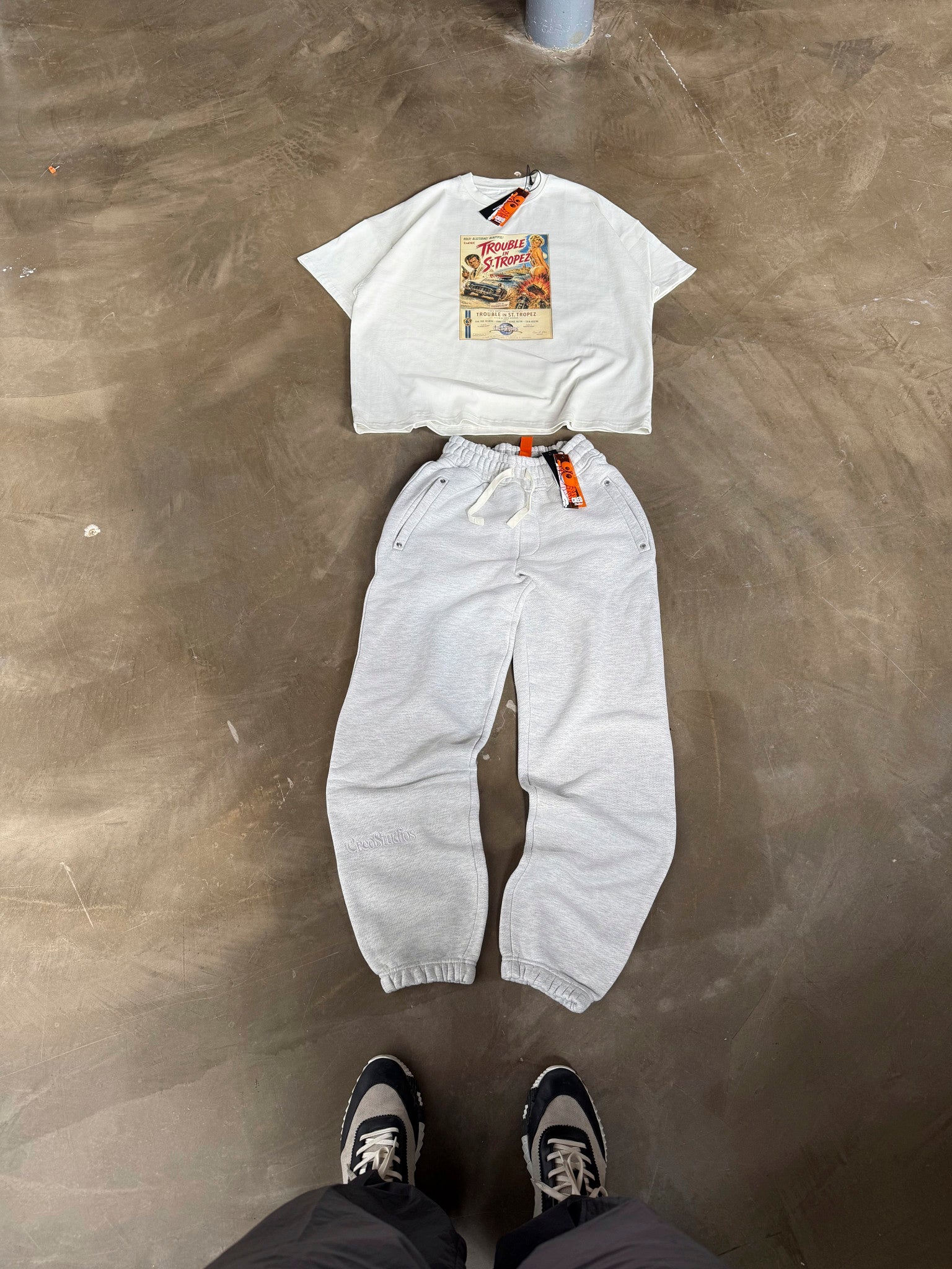 Poster Tee unisex cotton t-shirt in off-white by Creo Studios