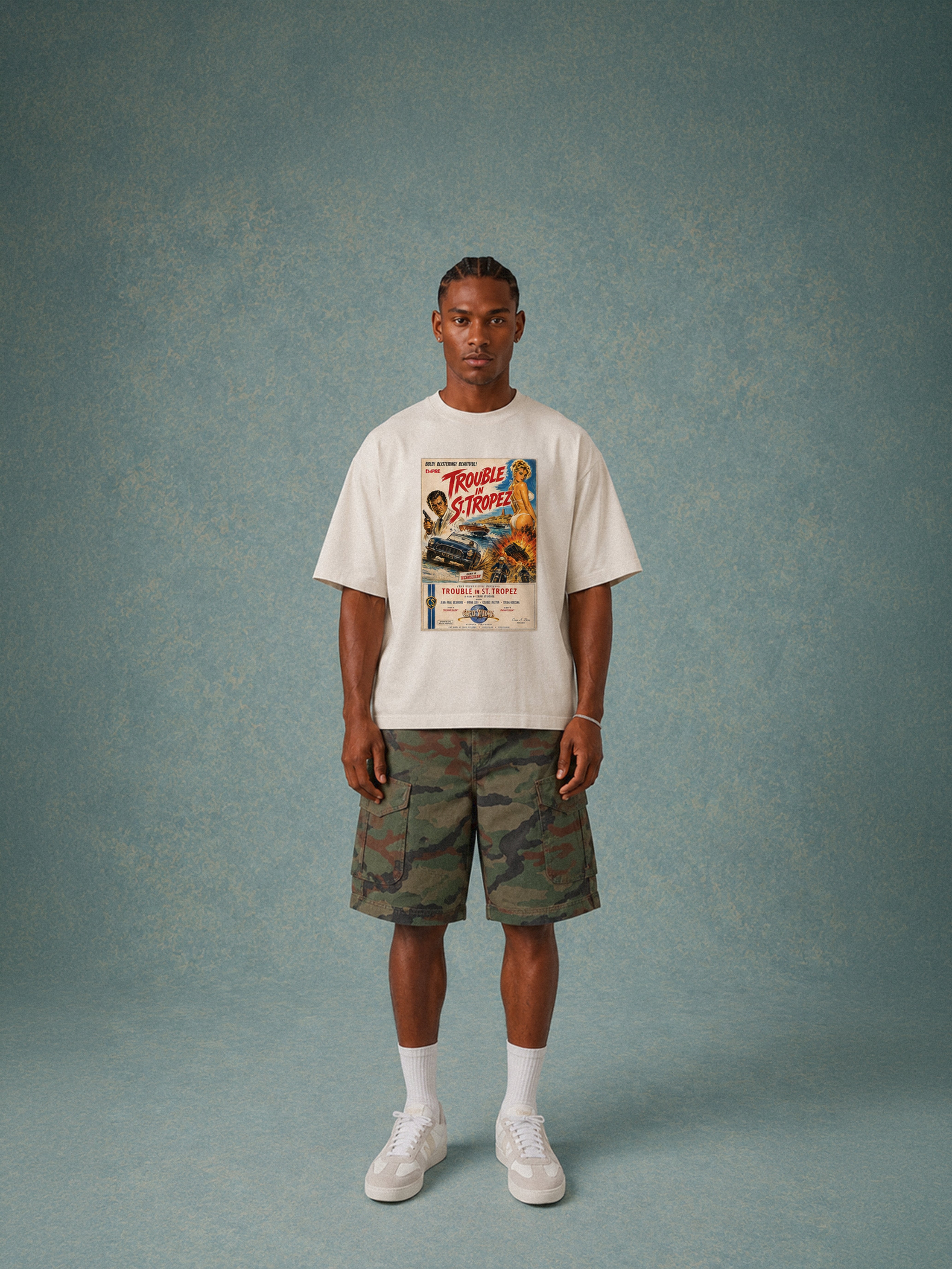 Poster Tee unisex cotton t-shirt in off-white by Creo Studios