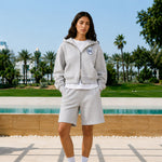 St. Tropez Hotel Zip-Through Hoodie in grey marl by Creo Studios
