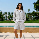 St. Tropez Hotel Zip-Through Hoodie in grey marl by Creo Studios
