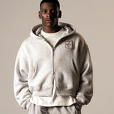 THINK FAST ZIP-THROUGH HOODIE (GREY MARL)