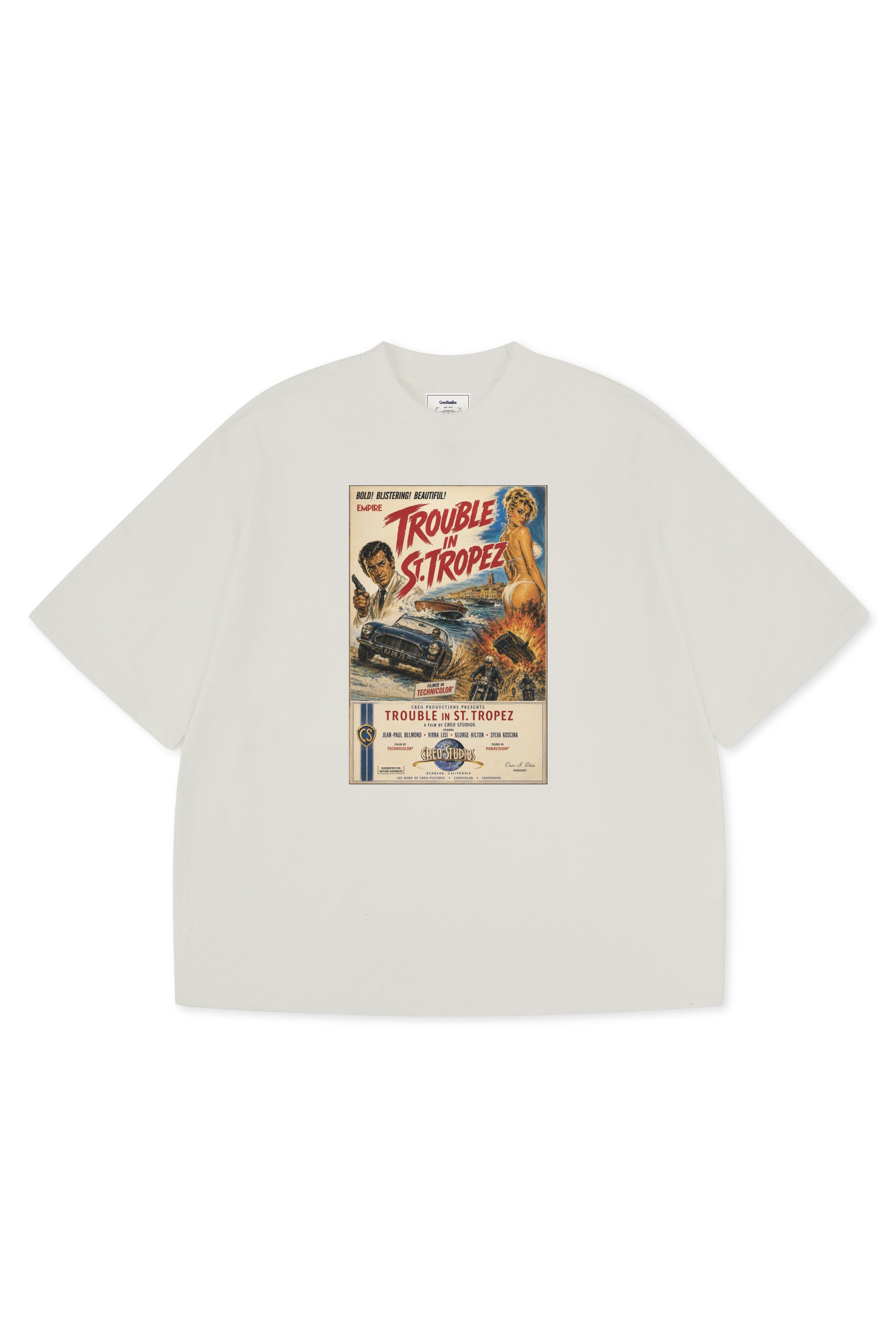Poster Tee unisex cotton t-shirt in off-white by Creo Studios