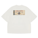 Trouble in St. Tropez Tee unisex cotton t-shirt in off-white by Creo Studios